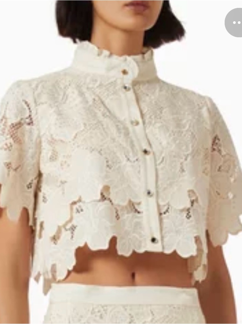 Sandro Ame Scallop-Edge Eyelet Blouse in Cream